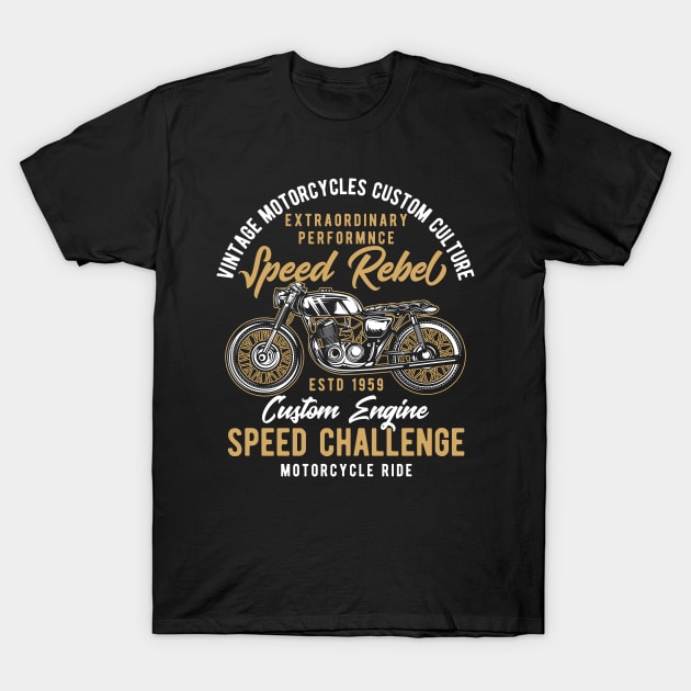 Vintage motorcycle custom culture T-Shirt by Design by Nara